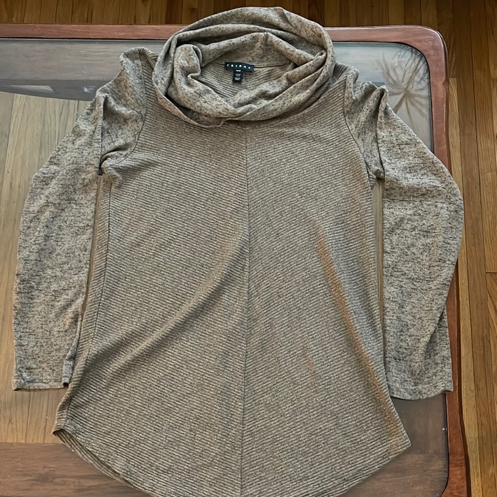 TRIBAL COWL NECK TUNIC SWEATER.